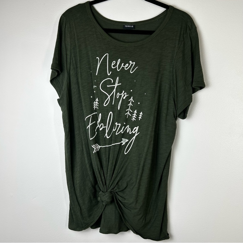 Torrid size 2 Never stop exploring shirt tie front top